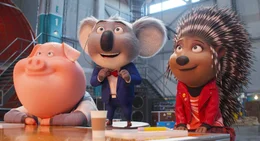 Ein lustiges Trio, v.li.: Schwein Gunter, Buster Moon, Igel Ash