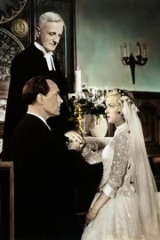 Nach vielen Aufregungen wendet sich auf dem Immenhof alles zum Guten, und der verwitwete Jochen von Roth (Paul Klinger, l.) heiratet die sch&ouml;ne Margot (Karin Andersen, r.).