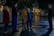 THE BURBS -- Pictured: (l-r) Julia Duffy as Lynn, Mark Proksch as Tod, Keke Palmer as Samira, Paula Pell as Dana, Justin Kirk as Gary