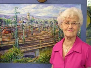 Der Stuttgarter Hauptbahnhof, zentrales Motiv f&uuml;r die Malerin Hannel Nitschke-Illg.