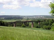 K&uuml;belbachviadukt bei Freudenstadt - beschrieben in Grieger's Eisenbahn-Reisef&uuml;hrer.