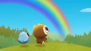 Odo und Doodle haben einen wundersch&ouml;nen Regenbogen entdeckt.