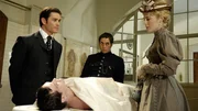 L-R: William Murdoch (Yannick Bisson), George Crabtree (Jonny Harris), Ellen Granger (Amy Rutherford)