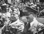 Adolf Hitler und Benito Mussolini w&auml;hrend des Besuchs des italienischen Diktators in Deutschland (ca. 1941).