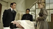 William Murdoch (Yannick Bisson), George Crabtree (Jonny Harris) und Minerva Fairchild (Charlotte Sullivan)
