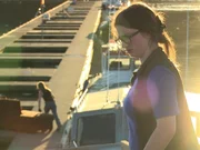 Snowbird Brown waiting for her brothers to arrive with a couch.