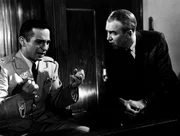 Der Anwalt Paul Biegler (James Stewart, rechts) hat vor Gericht die Verteidigung eines fast aussichtslosen Falls &uuml;bernommen: Lieutenant Frederick Manion (Ben Gazzara) hat einen Mann erschossen, nachdem dieser angeblich seine Frau vergewaltigt hatte. Biegler reizt der Fall, obwohl er damit rechnen muss, den Prozess zu verlieren. Honorarfrei lediglich f&uuml;r Ank&uuml;ndigungen und Ver&ouml;ffentlichungen im Zusammenhang mit obiger BR-Sendung bei Nennung: Bild: BR/Telepool. Andere Verwendungen nur nach entsprechender vorheriger schriftlicher Vereinbarung mit dem BR-Bildarchiv, Tel. 089 / 5900 3040, Fax 089 / 5900 3284, Mail Pressestelle.Foto@brnet.de