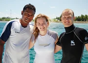 SF unterwegs - Malediven Inaan, Moderatorin Andrea Jansen und Peter