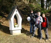 Das Team beim Dreh: Markus Eggerer (Ton), Anton Wieser (Kamera), Karl Altmann (Redakteur).