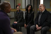 (v.l.n.r.) Terry Jeffords (Terry Crews); Amy Santiago (Melissa Fumero); Rosa Diaz (Stephanie Beatriz); Hitchcock (Dirk Blocker)