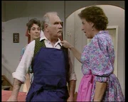 In the back: Resi Heuberger (Gerda Steiner-Paltzer) In the front, first from the left: Heini Heuberger (Peter Steiner)