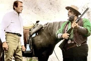 Zwischen Pats Vater und dem alten Rufus Hannassey (Burl Ives, re.) besteht seit Langem eine erbitterte Feindschaft. James McKay (Gregory Peck, li.) versucht zwischen den feindlichen Parteien Frieden zu stiften.