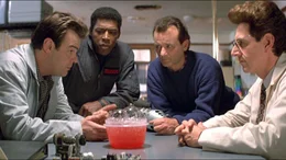 Stantz (Dan Aykroyd, li.), Winston (Ernie Hudson, 2. v.li.), Venkman (Bill Murray, 2.v.re.) und Spengler (Harold Ramis, rechts)