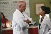 W&auml;hrend der gesundheitliche Zustand eines Patienten daf&uuml;r sorgt, dass sich Richard (James Pickens Jr., l.) und Maggie (Kelly McCreary, r.) angeregt &uuml;ber die Krankheit Alzheimer unterhalten, tun sich April und Jackson schwer, zu ihrem normalen Leben zur&uuml;ckzukehren ...