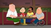 (v.l.n.r.) Peter Griffin; Glenn Quagmire; Cleveland Brown; Joe Swanson