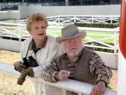 Jessica (Angela Lansbury) besucht den Pferdetrainer Matt Cleveland (Mickey Rooney) auf einem Pferdegest&uuml;t in Wally Hampton.