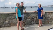 Clients, Christine and Jens Berdahl meet with agent, Tammy Bass at King Park, in Aquidneck Island, Rhode Island, as seen on HGTV's Island Life.