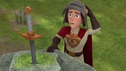 Richard will versuchen Excalibur, das Schwert der Schwerter, aus dem Felsen zu ziehen.