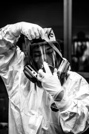 Aufr&auml;umarbeiter in Fukushima.