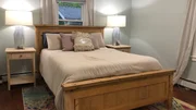 Bedroom of Bar Harbor escape Property in Mt Desert Island, MN. As seen on HGTV's Island Life
