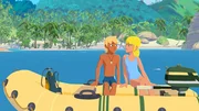 Clarissa (r.) verbringt ihre Ferien auf der Jacht ihres Onkels vor der Insel Maotou. Dort lernt sie Yann (l.) kennen und ist gleich begeistert von ihm und seinem Delfin Zoom.