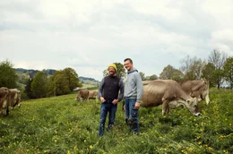 K&auml;seh&auml;ndler Georg Baldauf (l.) und Biolandwirt Gerhard Kempter (r.).