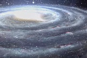 Nach der Fusion zweier Schwarzer L&ouml;cher breiten sich Gravitationswellen in alle Richtungen aus und hinterlassen noch Milliarden Jahre sp&auml;ter ihre Spuren im All.