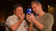 Mike Brewer and Ant Anstead Looking at Phone.