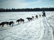 Courtney Agnes turns the corner before the last leg of the race.