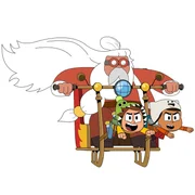 Mats (l.) und Malika (r.) helfen dem Weihnachtsmann.