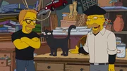 Bart und Milhouse beschlie&szlig;en, zu "Wissensj&auml;gern", nach dem Vorbild der Serie "MythCrackers" mit Adam Savage (l.) und Jamie Hyneman (r.), zu werden - mit verheerenden Folgen ...