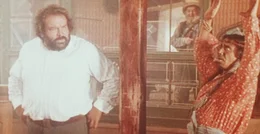 Buddy (Bud Spencer, l.) hat nicht immer Verst&auml;ndnis f&uuml;r die Rituale seines indianischen Partners Donnernder Adler (Amidou, r.) ...