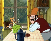 Findus f&uuml;hrt seine besten Tricks vor, doch auch das Jonglieren kann Pettersson nicht erheitern.