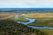 Okavango Fluss; Afrika von oben - Wildnis Okavango Fluss