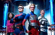 L-R: Charlotte Bolton (Riele Downs), Captain Man (Cooper Barnes), Henry Hart (Jace Norman), Jasper Dunlop (Sean Ryan Fox).