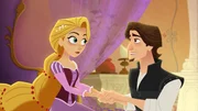 TANGLED: THE SERIES - "What the Hair?!" - Rapunzel and Cassandra venture out to a wizard's cottage to try and find out what has happened to her hair. RAPUNZEL, EUGENE