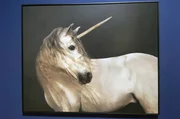 Das Bild "White Unicorn" (circa 2015) der niederl&auml;ndischen Fotografin Marie C&eacute;cile Thijs entstand im Rahmen einer Fotoserie &uuml;ber Pferde. Es reflektiert die lange bestehende Vorstellung vom Einhorn als real existierendes Wesen.