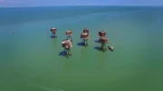 Drone shot of offshore structure