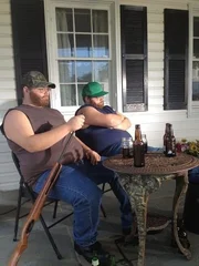 Pat and Pete are hanging out on the porch (recreation).