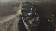CGI des Wracks der HMS Wakeful auf dem trockengelegten Meeresboden.