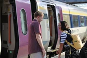 Matthew Howard greeting Greta Fiedler at the train station. Matthew Howard greeting Greta Fiedler at the train station.