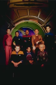 Major Kira, Dr. Bashir, Captain Sisko, Odo, Lt. Commander Jadzia Dax, Chief O'Brien, Jake Sisko, Quark.
