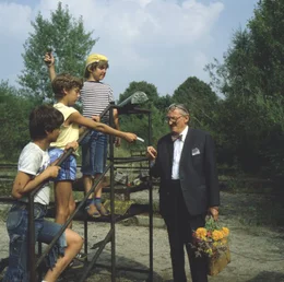 Von links: die Buben (Tobias Herrmann, Horst Besser, Helmut Scheich) und der Rentner (Hans Stadtm&uuml;ller).
