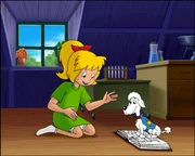 Hex, hex - und der Superpudel ist dem Buch entschl&uuml;pft und sitzt leibhaftig vor Bibi.