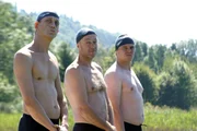 (v.li.): Carl Achleitner (Helmut Bacher), Charly Rabanser (Salchegger), Raimund Wallisch (Paulmichl).