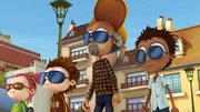 Mr. Geezer (2.v.r.) tr&auml;umt davon, wie er mit Sherwood (r.), Lola (l.) und Angelo durch die Stra&szlig;en zieht.