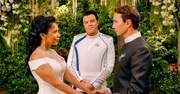 (v.li.): Penny Johnson Jerald (Dr. Claire Finn), Seth MacFarlane (Capt. Ed Mercer), Mark Jackson (Isaac).