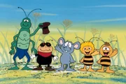 Willi, Maja, Alexander, Puck und Flip winken Thekla nach.