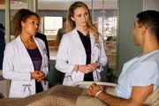 (v.li.): Antonia Thomas (Dr. Claire Browne), Fiona Gubelmann (Dr. Morgan Reznick), Samer Salem (Josh Bunker).
