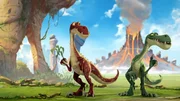 "Gigantosaurus", "Der Giga-Schnupfen." Weil die Pollen-Saison beginnt muss Rocky st&auml;ndig niesen und ist deshalb ziemlich frustriert. Dann gelangen die Raptoren-Geschwister Cror und Toto auch noch durch einen Windsto&szlig; an seine Lieblings-Saurier-Sammelkarte. Um sie zur&uuml;ckzubekommen, soll er ihnen ausgerechnet eine Giga-Blume als Mittagessen besorgen, doch gerade diese Pflanzenart bringt den armen Pollen-Allergiker immer besonders in Bedr&auml;ngnis.